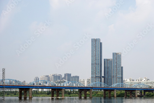 The city view of Seoul seen from the Han River, Korea