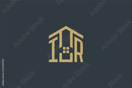 Initial IR logo with abstract house icon design, simple and elegant real estate logo design