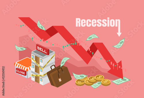 Economic Indicators of a Recession, Inflation, Stagflation, stock market crash.  Increasing prices, Rising cost of living, business go bankrupt, unemployment rate rises.