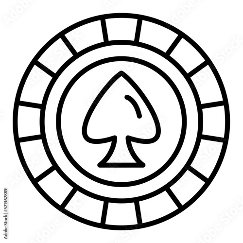 Poker Chip Line Icon