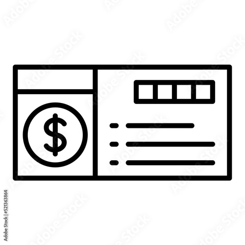 Cheque Line Icon