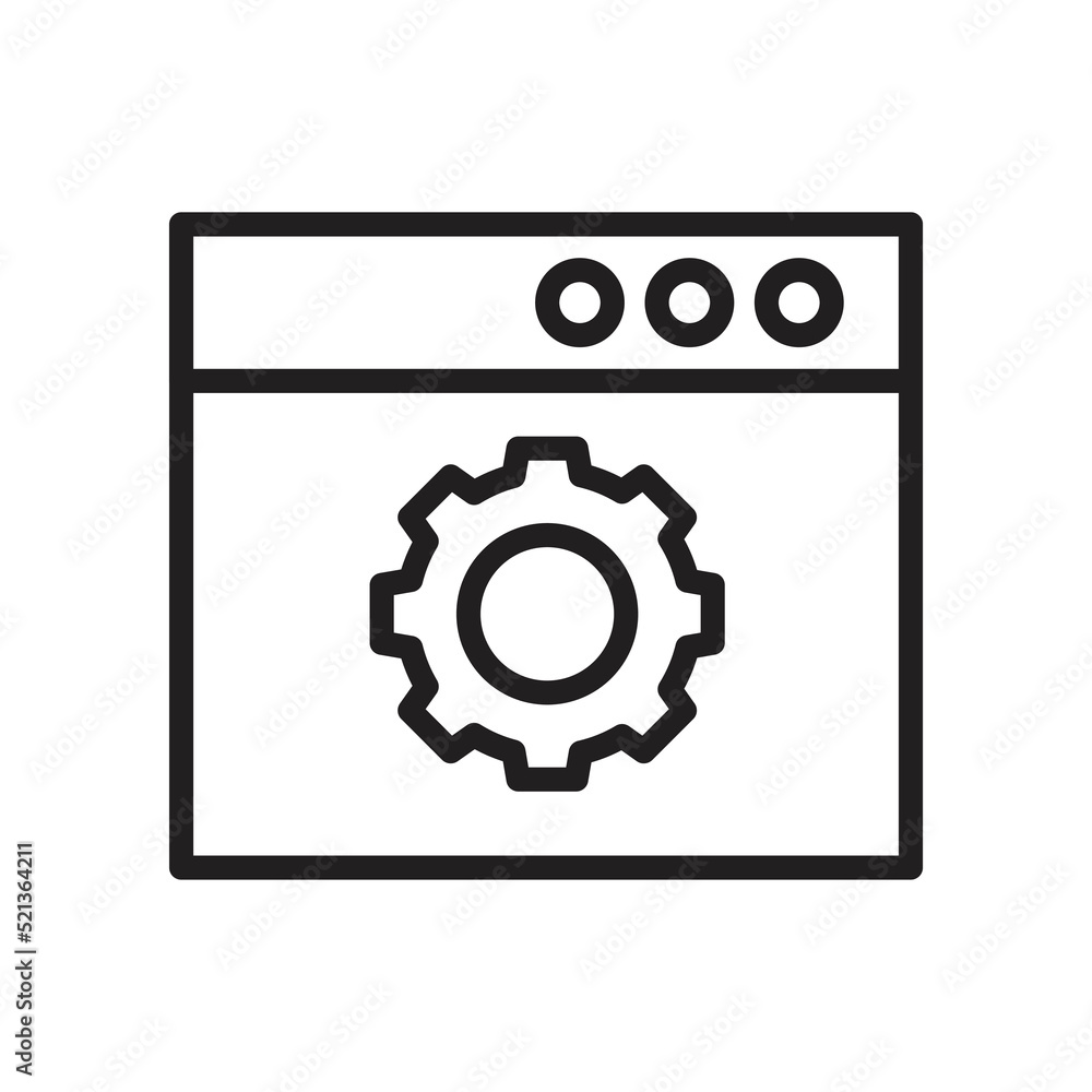 Web Optimization icon design. Website and gear linear style sign for mobile concept and web design. vector illustration Web Optimization icon design. Website and gear linear style sign for mobile concept and web design. vector illustration