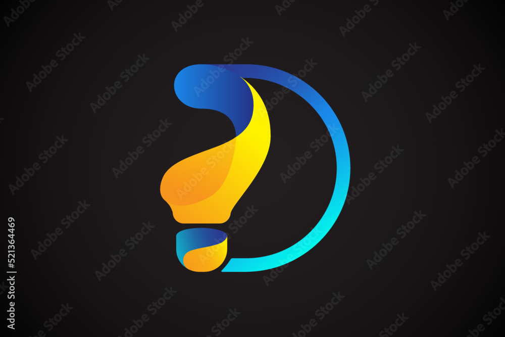 Smart Letter D Vector Design Template, Initial D Logo Lamp, Smart Minimalist Letter D Icon Smart Letter D Vector Design Template, Initial D Logo Lamp, Smart Minimalist Letter D Icon