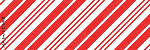 Christmas candy cane striped seamless pattern. Christmas candycane background with red stripes. Caramel diagonal print. Xmas traditional wrapping texture. Vector illustration.