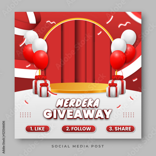 Indonesia independence day giveaway social media banner template