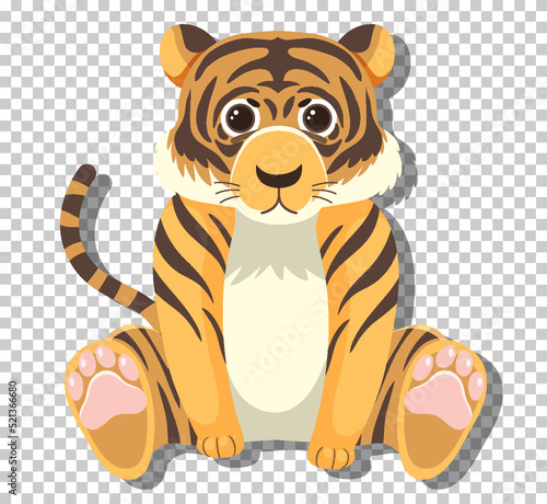 Cute tiger in flat cartoon style