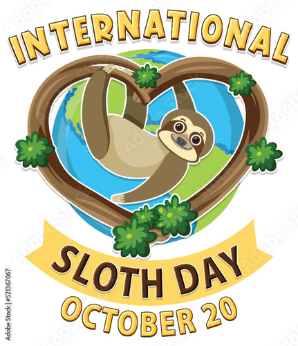International sloth day banner concept vector