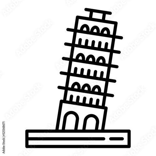 Pisa Tower Line Icon