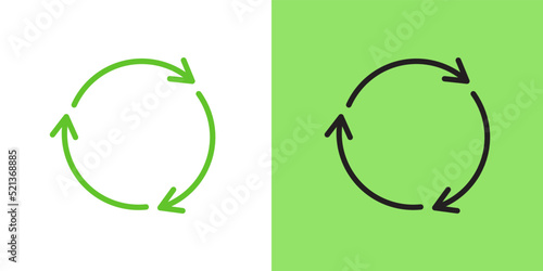 Arrow circular reuse sign icons design vector. Green energy power sustainability symbol illustration.