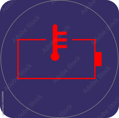 Electric vehicle battery temperature warning sign vector
