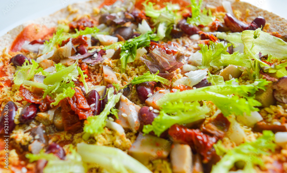 A closeup of delicious vegetarian pizza. Good for any project. A closeup of delicious vegetarian pizza. Good for any project.