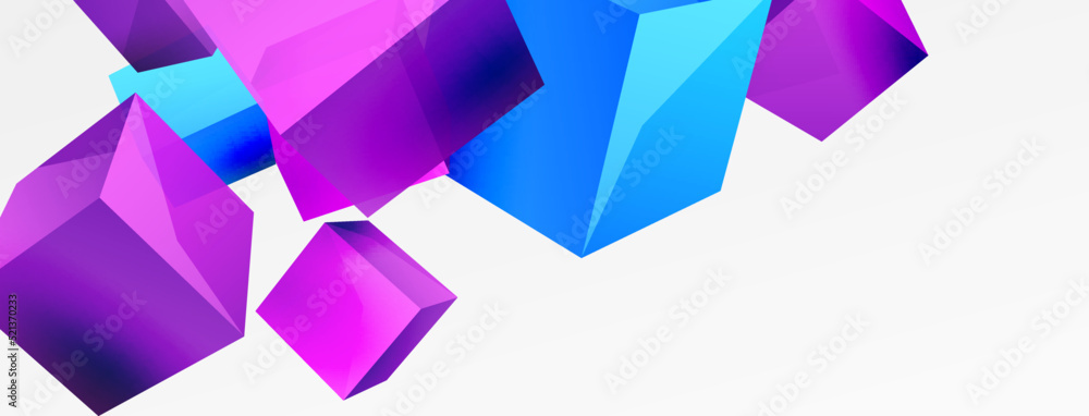 3d cubes vector abstract background. Composition of 3d square shaped basic geometric elements. Trendy techno business template for wallpaper, banner, background or landing 3d cubes vector abstract background. Composition of 3d square shaped basic geometric elements. Trendy techno business template for wallpaper, banner, background or landing