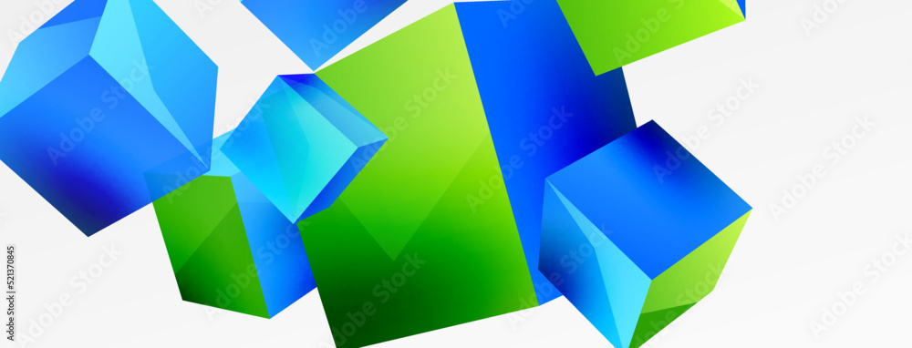 3d vector abstract background. Flying cubes composition. Trendy techno business template for wallpaper, banner, background or landing 3d vector abstract background. Flying cubes composition. Trendy techno business template for wallpaper, banner, background or landing