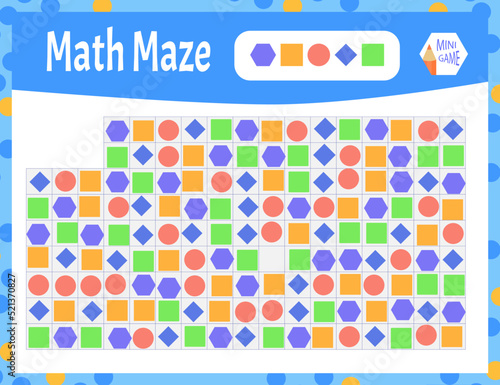 Math Maze is a mini game for children. Cartoon style. Vector illustration.