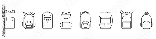 School backpack line icon set. Back to school. Vector illustration isolated on white background.