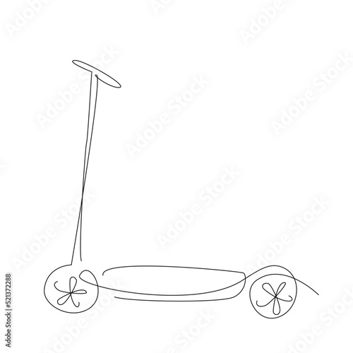 One line e scooter. Line art lick scooter. green city transport. Sustainable transportation continuous line.