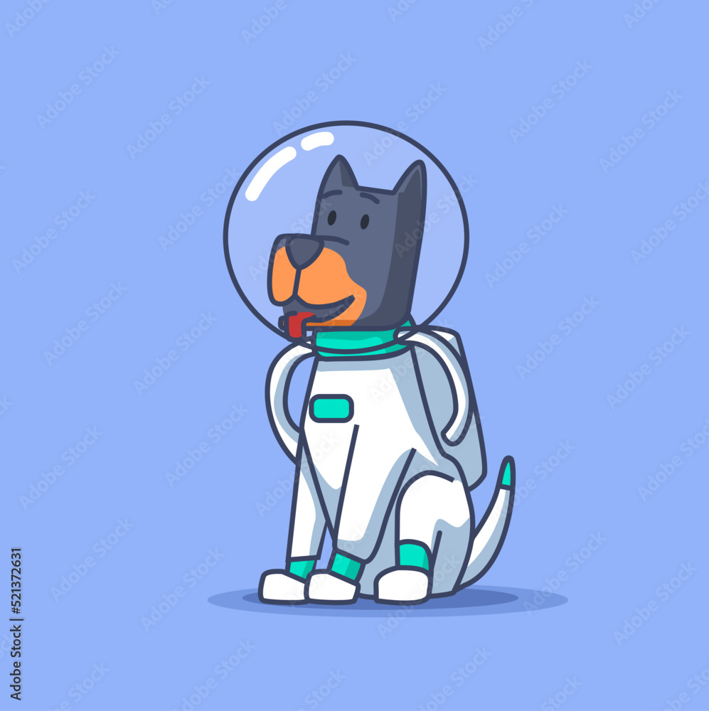 Obraz premium Cute dog Astronaut in space suit Vector Icon Illustration. Science Technology Icon Concept Isolated Premium Vector. cute flat animal illustration