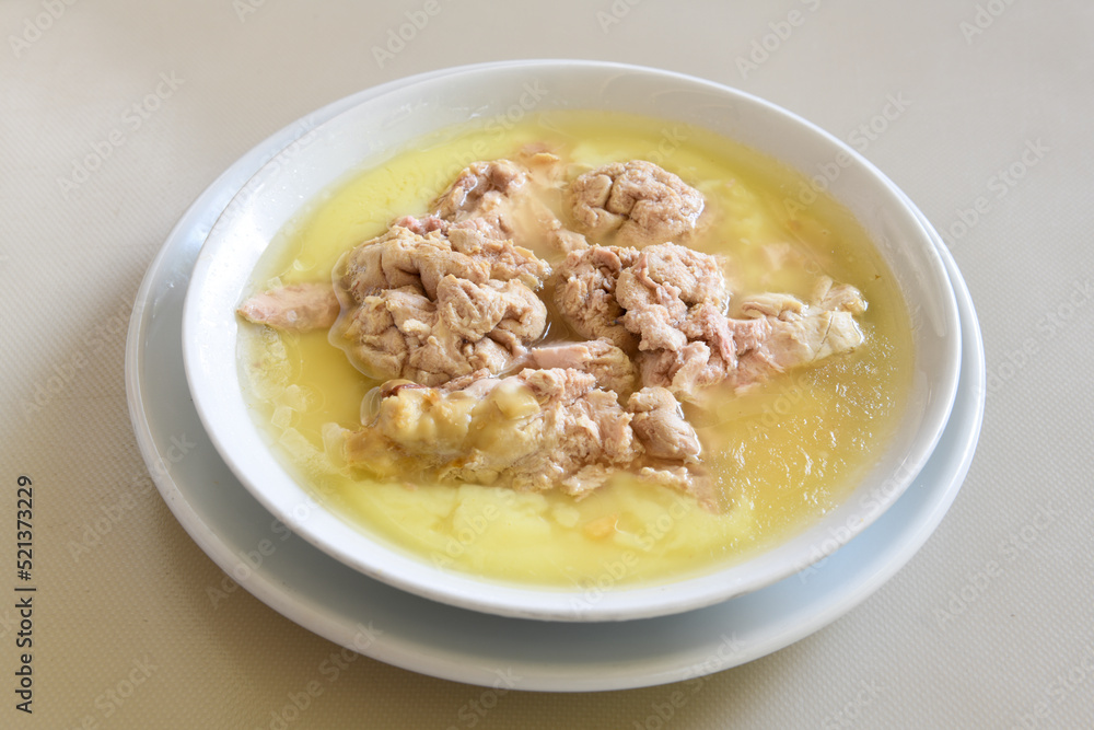 Turkish Traditional Tripe Soup. Iskembe, beyran, kelle paca corbasi.