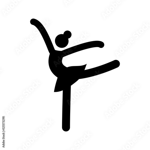 Dance ballet woman figure icon. Black ballerina pictogram silhouette. Ballet dancer pose. Isolated vector illustration.