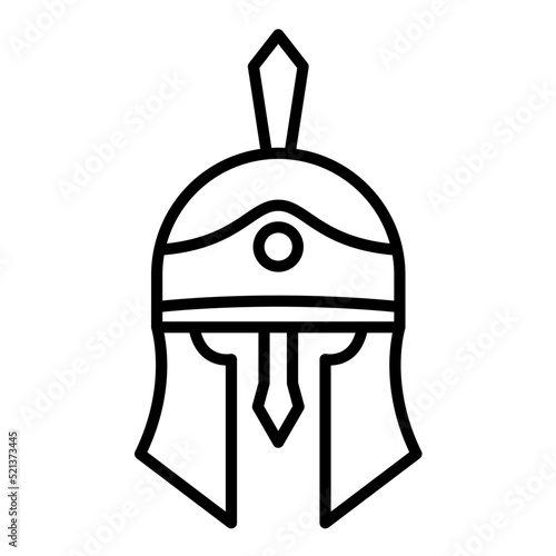 Roman Helmet Line Icon