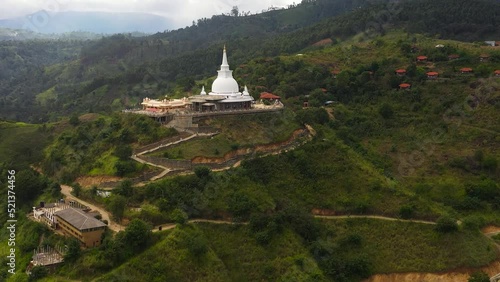 Wallpaper Mural Aerial drone of Mahamevnawa Buddhist Monastery temple in the mountain top. Bandarawela, Sri Lanka. Torontodigital.ca