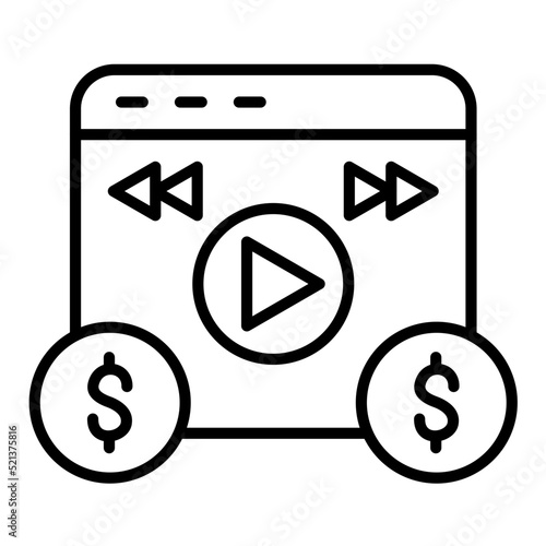 Video Monetization Line Icon