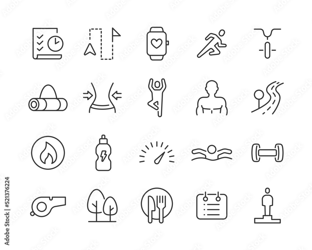 Fitness - Editable Stroke Line Icons