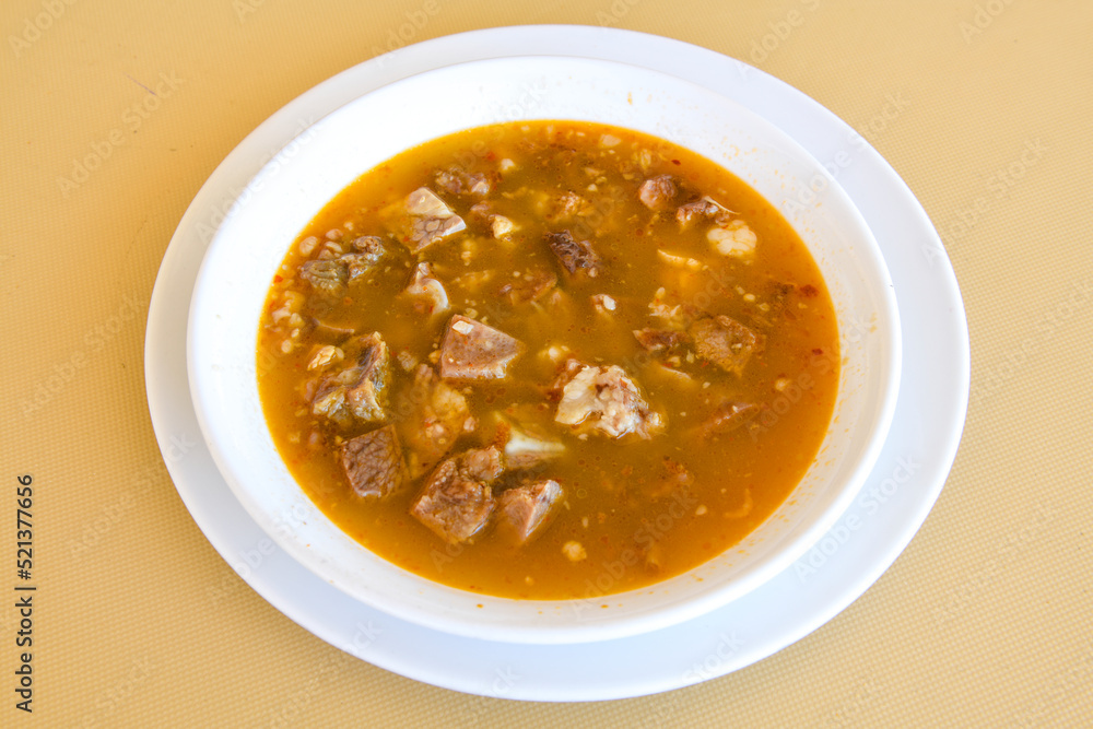 Turkish Traditional Tripe Soup. Iskembe, beyran, kelle paca corbasi. Turkish Traditional Tripe Soup. Iskembe, beyran, kelle paca corbasi.