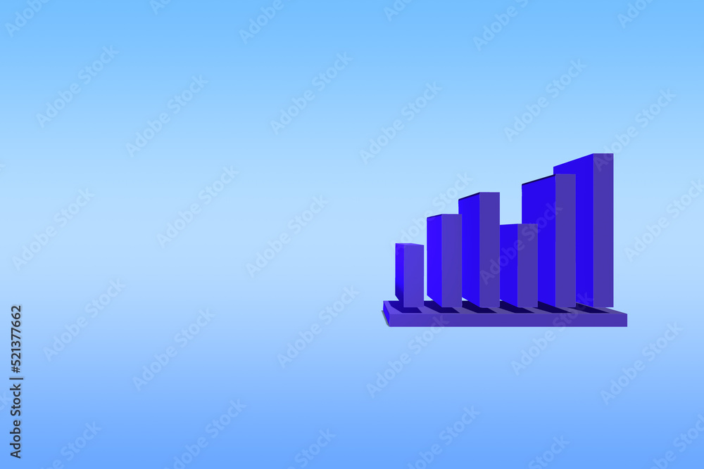 Bar graph with a blue background. Concept of business development leading to success and growth. 3d rendering Bar graph with a blue background. Concept of business development leading to success and growth. 3d rendering