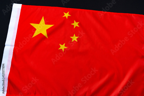 Close up of red flag of China