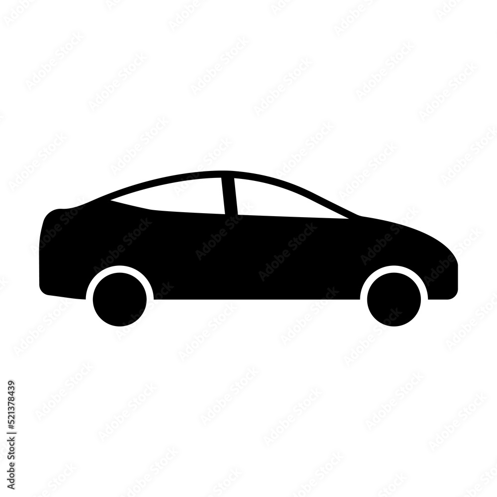 Car Auto Modern Shape Black Silhouette Icon. Automobile Vehicle Transport Machine Sedan Glyph Pictogram. Wheel Transportation View Side Flat Symbol. Car Automotive Logo. Isolated Vector Illustration
