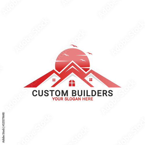Εκτύπωση καμβά Custom Building logo, Modern Real Estate company Logo, Construction Working Indu