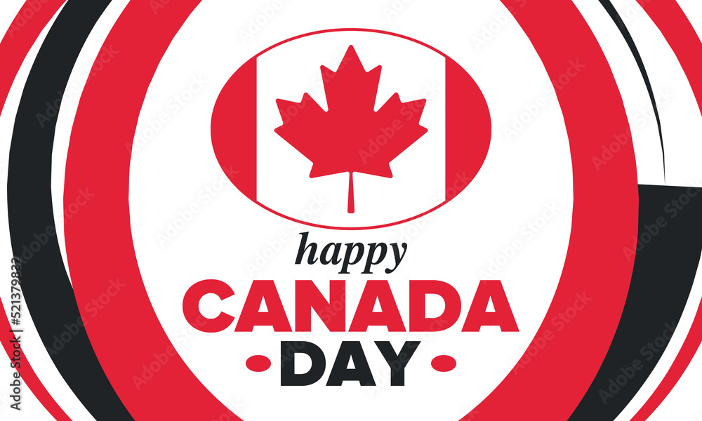 Happy Canada Day. National holiday, celebrated annual in July 1. Canadian flag. Maple leaf. Patriotic symbol and elements. Poster, card, banner and background. Vector illustration Happy Canada Day. National holiday, celebrated annual in July 1. Canadian flag. Maple leaf. Patriotic symbol and elements. Poster, card, banner and background. Vector illustration