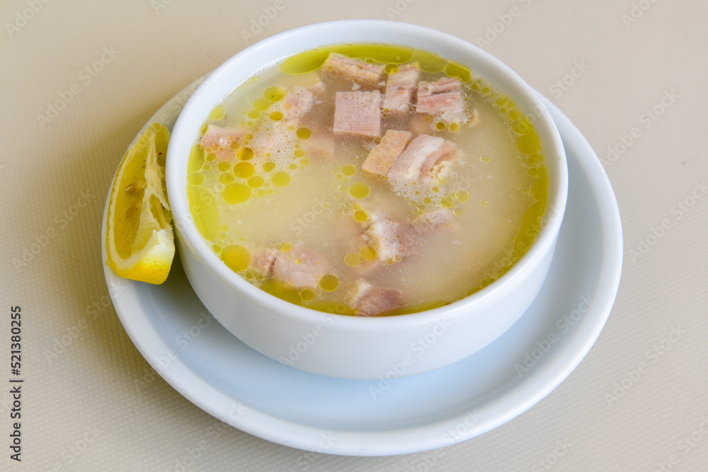Turkish Traditional Tripe Soup. Iskembe, beyran, kelle paca corbasi. Turkish Traditional Tripe Soup. Iskembe, beyran, kelle paca corbasi.