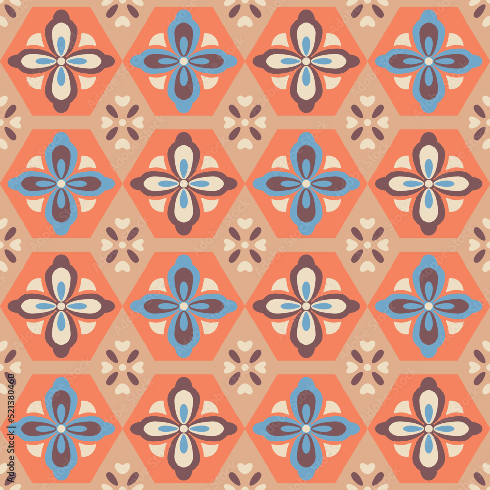 Japanese Hexagon Flower Mosaic Vector Seamless Pattern Japanese Hexagon Flower Mosaic Vector Seamless Pattern