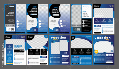 Bundle of 10 multipurpose professional flyers in blue