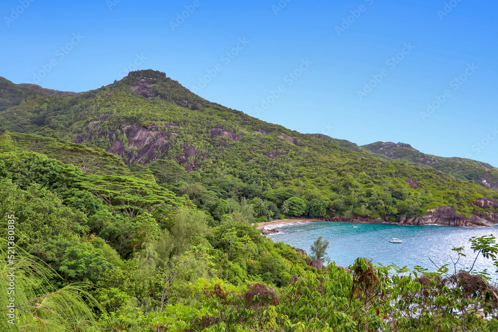 View of the beach on the Seychelles island
