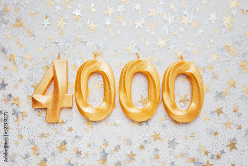 4000 four thousand followers card. Template for social networks, blogs. Festive Background Social media celebration banner. 4k online community fans. 4 four thousand subscriber