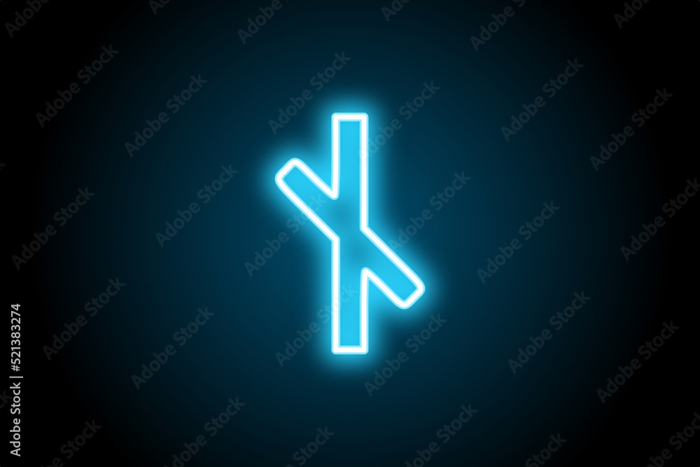 Naudis nyediz viking norse nordic rune glowing neon symbol Naudis nyediz viking norse nordic rune glowing neon symbol