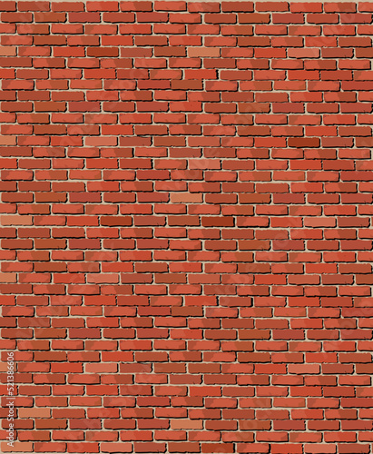 A vector illustration of an old red brick wall. Background texture.  photo