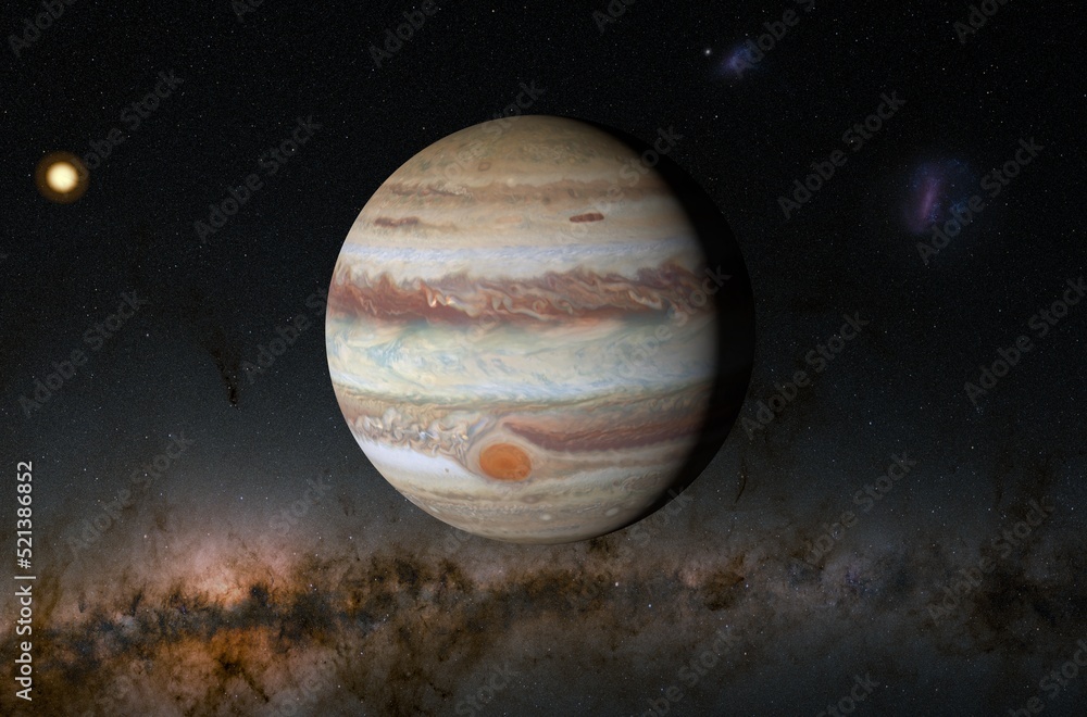 Jupiter planet in the solar system - 3d illustration, closeup view Jupiter planet in the solar system - 3d illustration, closeup view