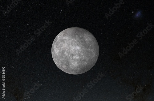 Mercury planet in the solar system - 3d illustration, closeup view