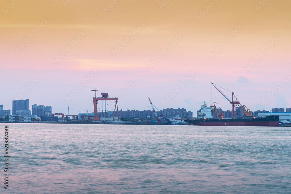Obraz premium Yangtze River port and natural scenery of Jiangyin City, Jiangsu Province, China