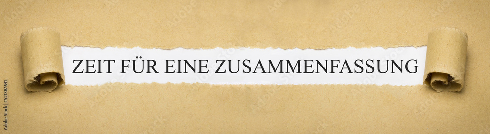 Zeit für eine Zusammenfassung Zeit für eine Zusammenfassung