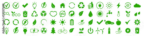 Fototapeta Green recycling icons vector set