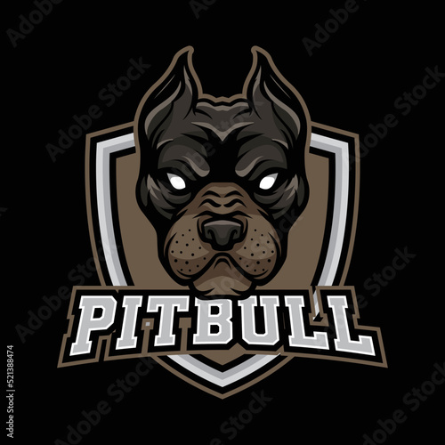 Pitbull Head Mascot Cartoon Logo