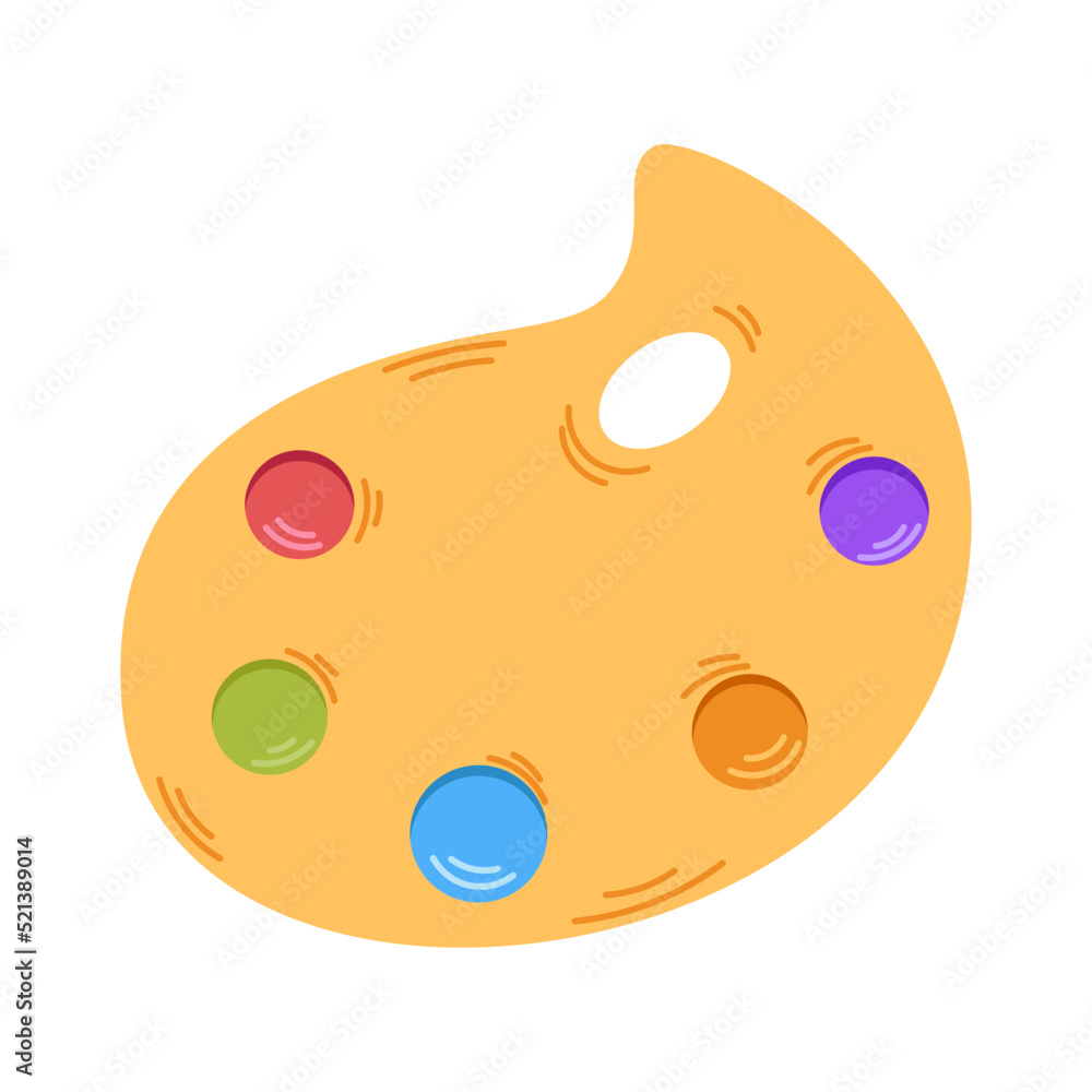 Fototapeta premium Vector painter palette. Cute paints. Back to school. Hobbies.