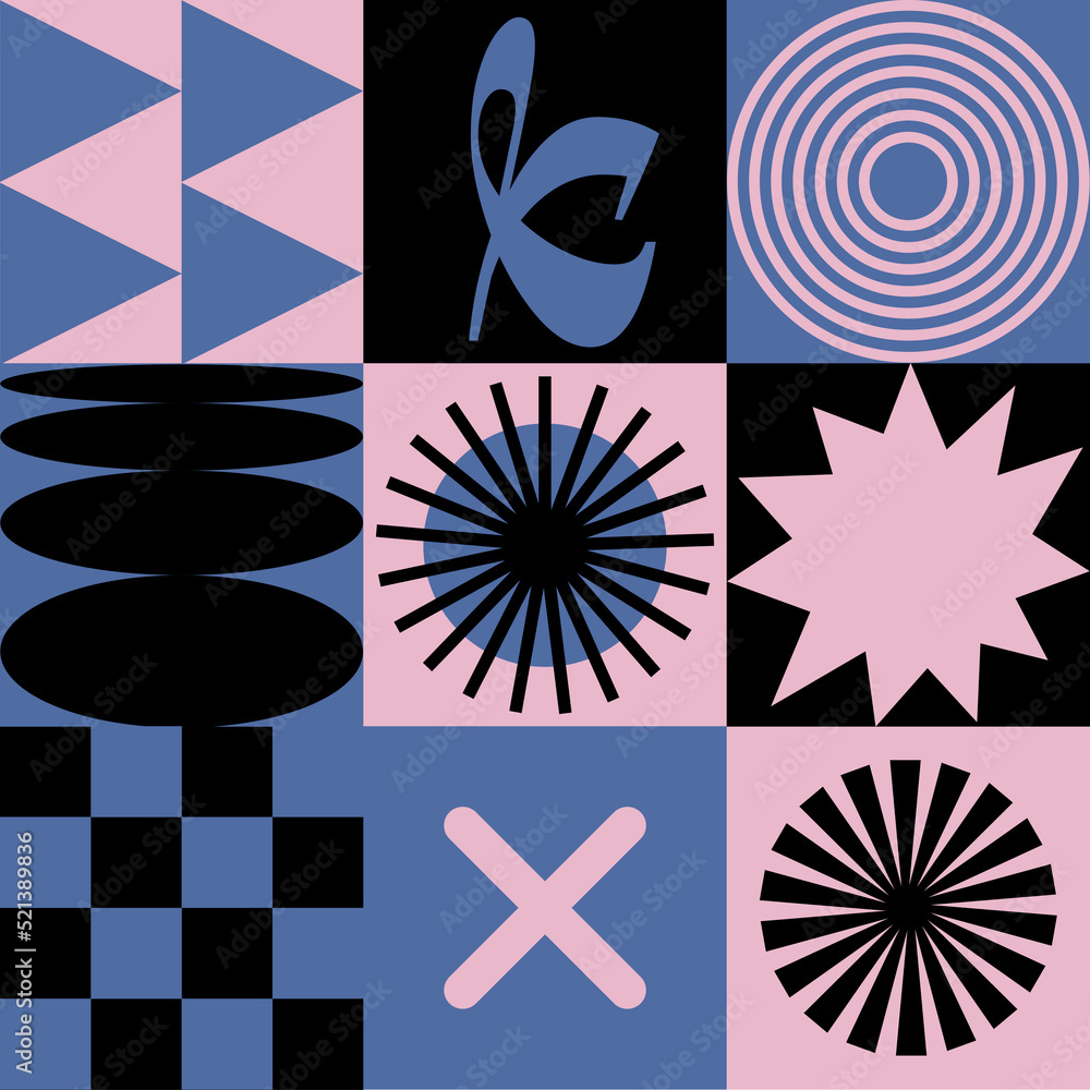 Vector seamless patterns with different geometric shapes and elements ...