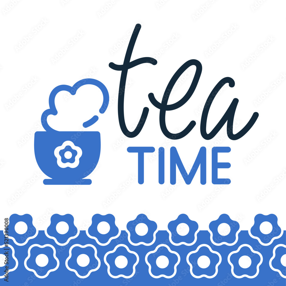 Tea time vector logo. Hand writting lettering Tea Time. Tea time vector logo. Hand writting lettering Tea Time.