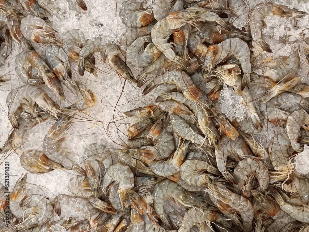 fresh raw shrimp sea food market